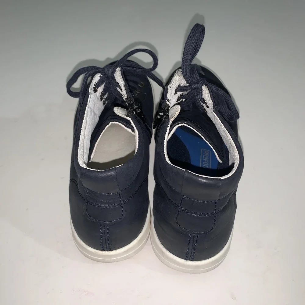 Josef Seibel Shoes Womens 8.5 Blue Leather Lace Up Zip Casual Sneakers
